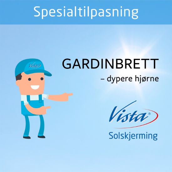 GARDINBRETT DYPERE HJØRNE PRISTILLEGG